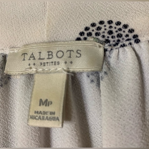 Talbots Outlet Sleeveless Top With Navy print And Tie Front PM - Picture 3 of 6
